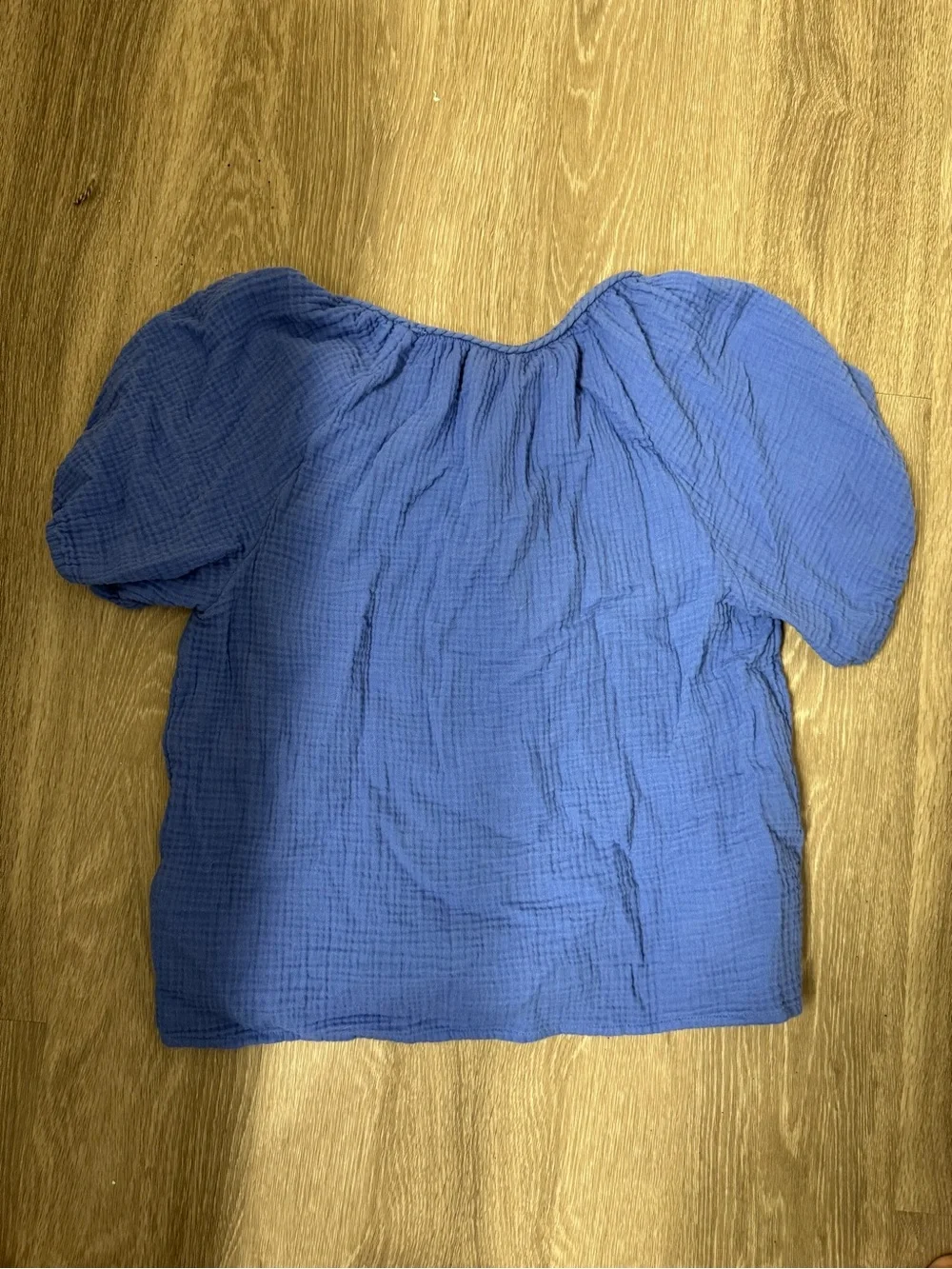 J. Crew Puff Sleeve Braided Neckline Gauze Top
